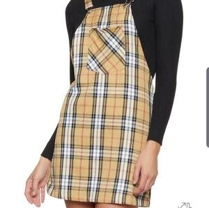 Plaid overall dress